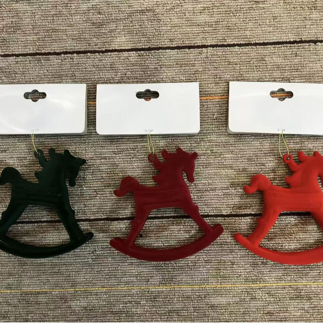 

New Flocked Christmas Tree Ornaments - Red Wine & Dark Green Hanging Pendants