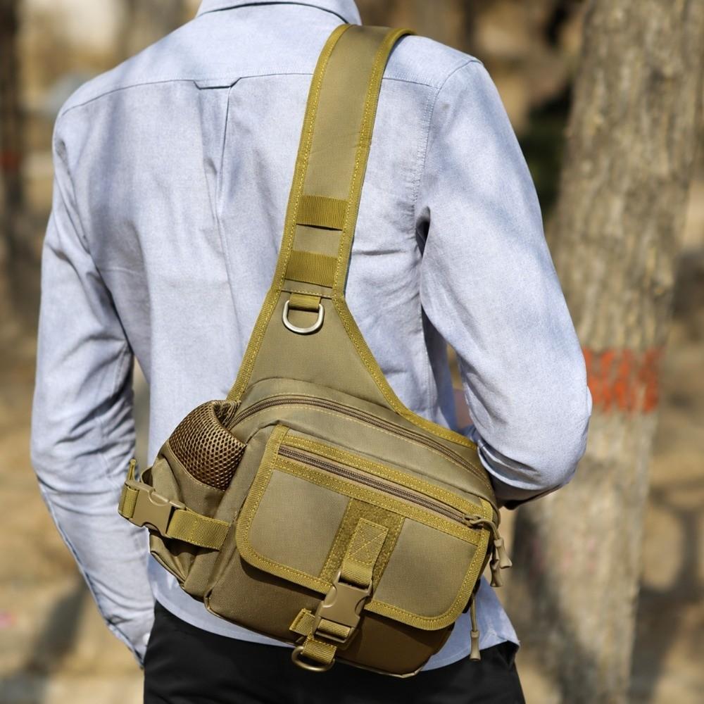 Waterproof Fishing Sling Pack Nylon Messenger Bag Durable Crossbody Sling Bag  For Fishing