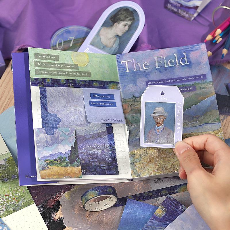 Retro Literarischer Stil Journal Geschenkbox Set: Europäische & Amerikanische Ölmalerei Design Notizbücher