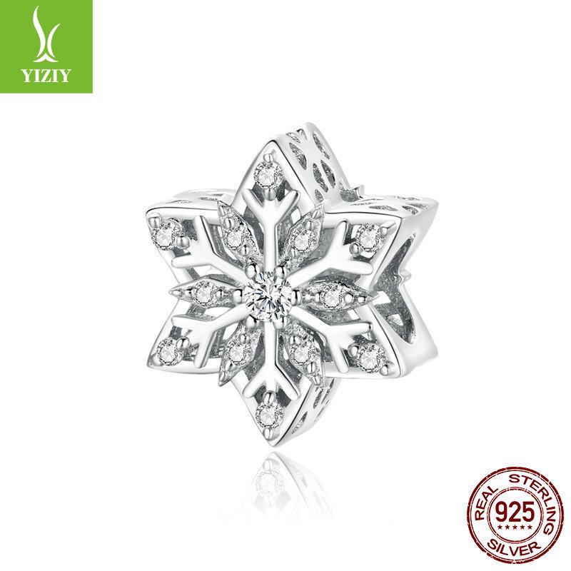 Yin Ziyun White Gold Snowflake S925 Silver Beads BSC368
