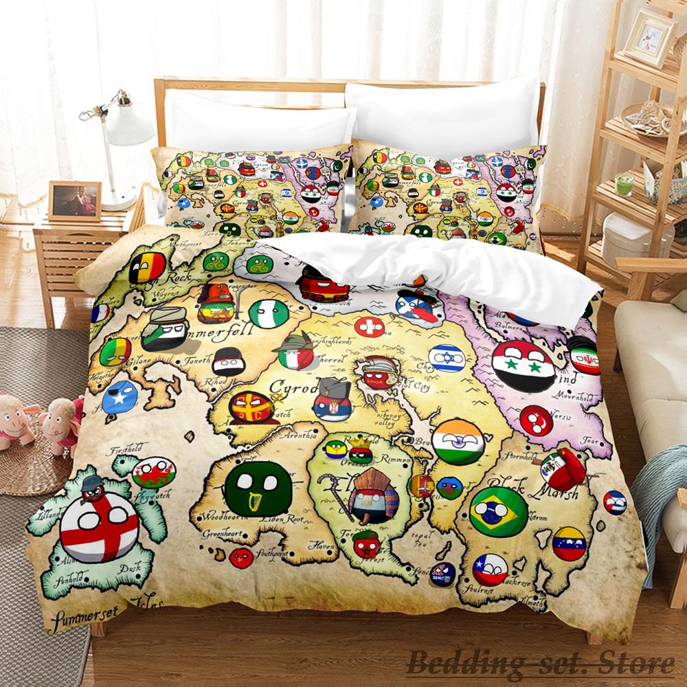 Neues Countryball Polandballs Bettwäsche-Set Einzelbett Twin Full Queen King Size Bettset Aldult Kinderzimmer Bettbezug-Sets Anime
