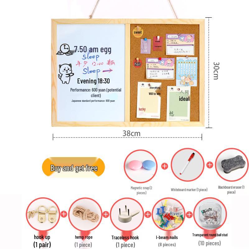 Self-Adhesive Magnetic Cork Wall Board for Photos and Messages
