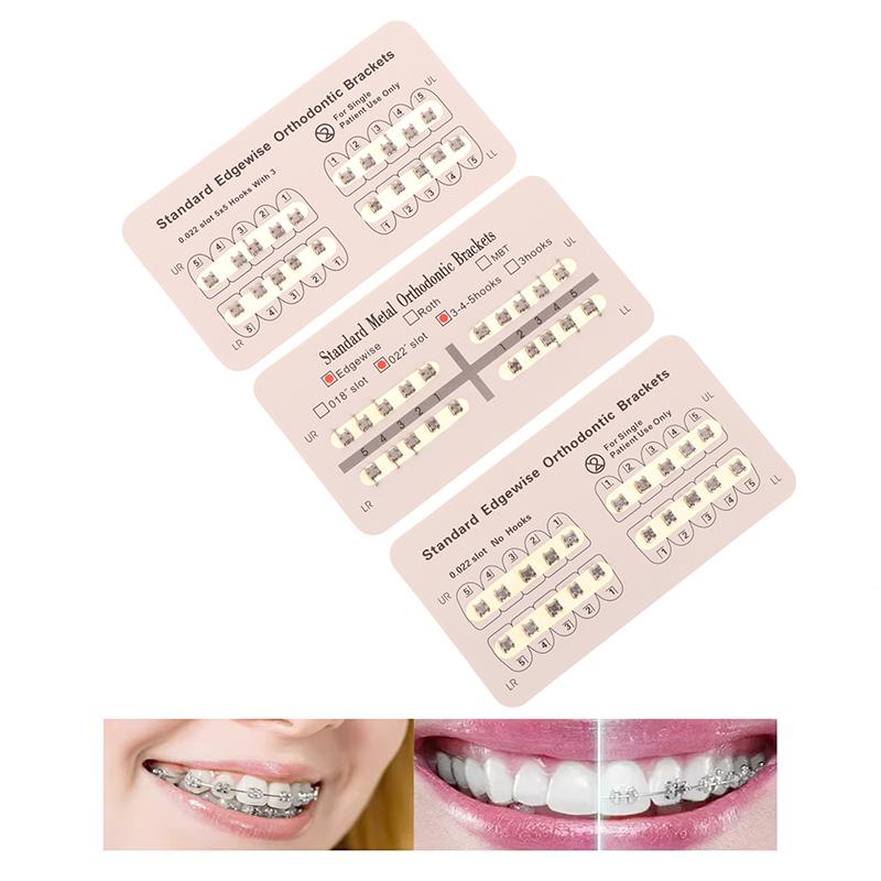 20Pcs/Pack Dental Brackets Orthodontic Braces Plus Metal Mini Standard Mesh Base Roth/Mbt 0.022/0.018 Hooks 3-4-5