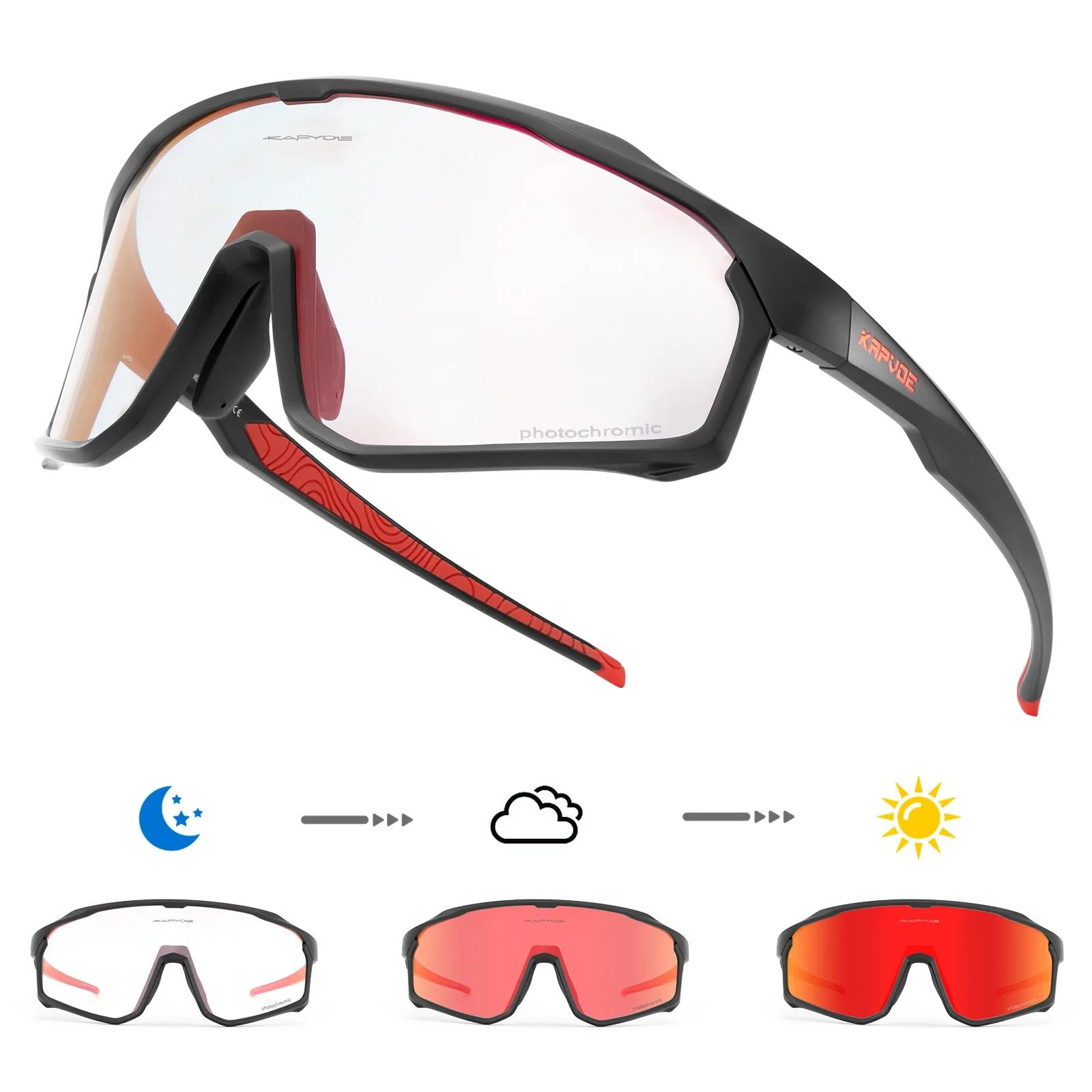 

KAPVOE Color Photochromic Cycling Glasses Men MTB Cycling Sunglasses Women Road Bike Glasses UV400 Outdoor Sports Sunglasses
