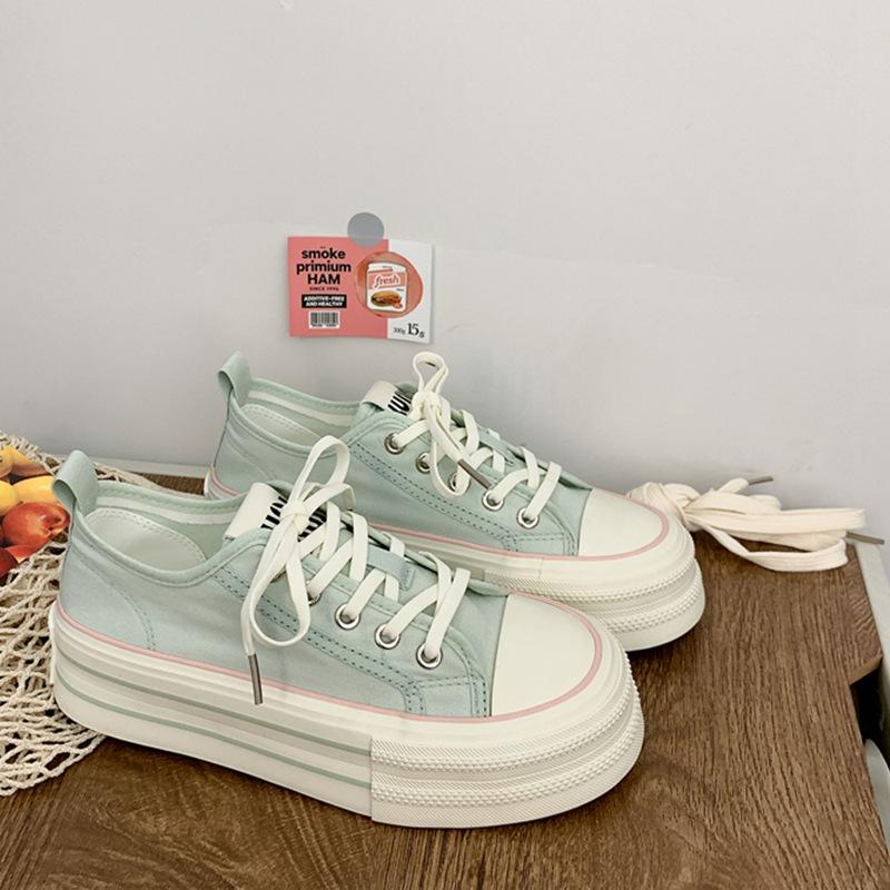 Tenisky prodyšné nové letní silné podrážky zvyšující výšku ležérní malé bílé boty studentky všestranné plátěnky děti