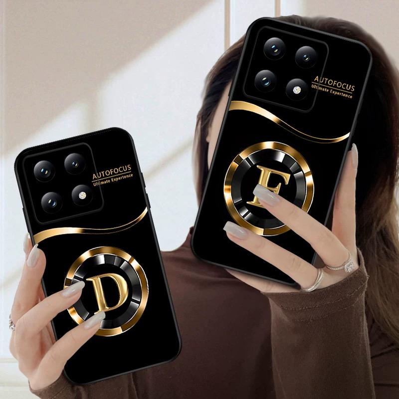 Golden Lucky Letter For Xiaomi Poco X7 M7 Pro 5G M5 X4Pro 4 M6 4G C65 C75 F6 F5 X6 5 7 X5 F7 Ultra M5S M4Pro 5G soft phone case