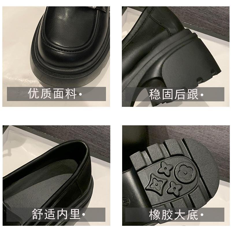 New thick-soled heightening small leather shoes single shoes women's shoes rhinestone college women's uniform leather shoes