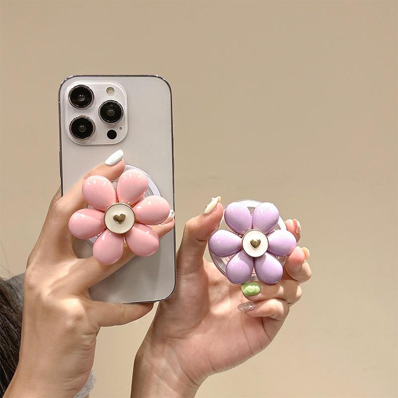Korean Personalized Love Big Flower Magnetic Suction Bracket Color Personalized Mobile Phone Airbag Lazy Chasing Drama Must