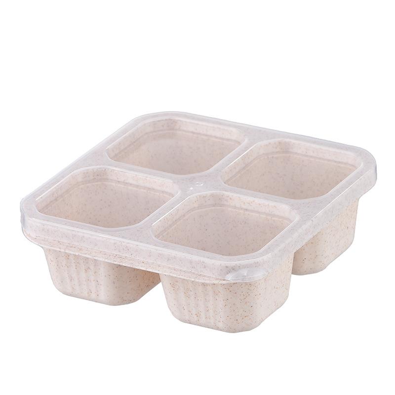 Square Plastic Snack Box with Lid 4 Compartment Food Container for Dry Fruits, Nuts, Tea Snacks (Nordic Style)