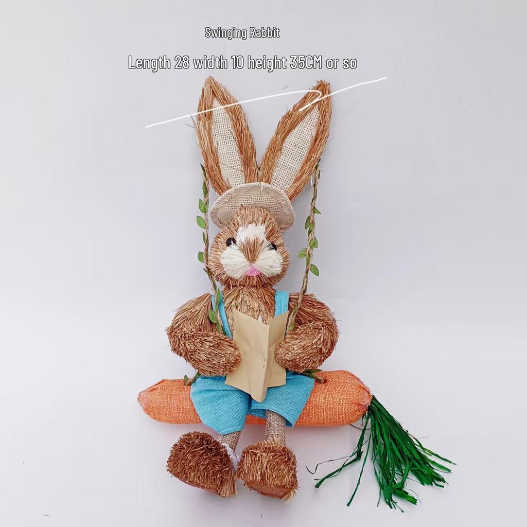 Handgefertigter Strohflecht-Kaninchenschmuck - Niedlicher Mori-Stil für Weihnachten & Ostern