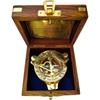 India Brass Sundial Compass With Wood Box Collectible Gift Compass  (Gold, Brown)