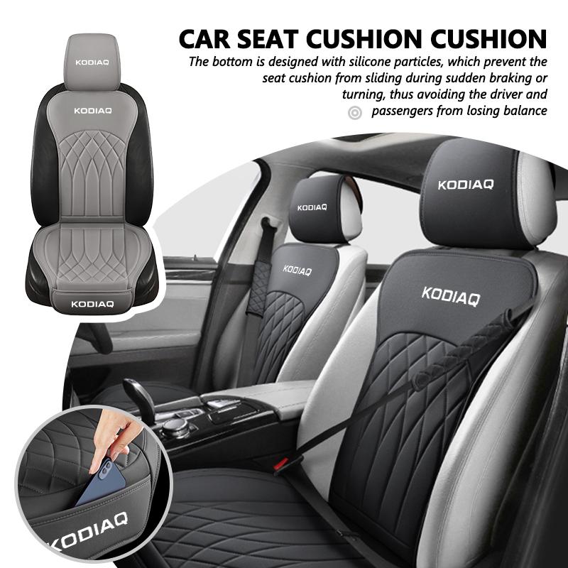 AAABR1 Voor Skoda Leer Auto Stoelkussen Ademend Hoofdsteun Stoelbeschermer Mat Accessoires S Kodiaq Octavia 2 3 Yeti Karoq Rapid Fabia