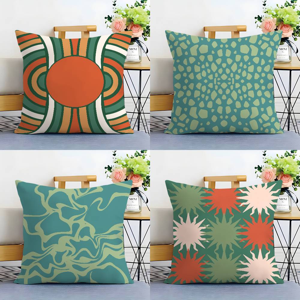Böhmisch Grün Kissenbezug Plüschstoff Weich Doppelseitiger Druck Sofakissenbezug Dekokissenbezüge