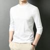 American Style Half High Neck Cotton Long Sleeve T Shirt Men Casual Fashion