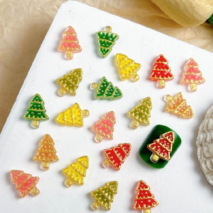 Pack of 20 Luxury Resin Nail Charms Christmas Tree Nail Art Gems for Long Lasting DIY Manicure Use Festive Event