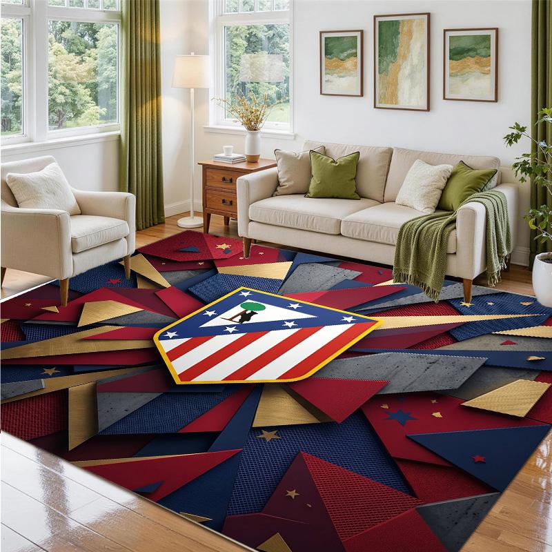 Atletico Madrid Design Crystal Velvet Rug Soft Decorative Mat for Bedroom Entrance