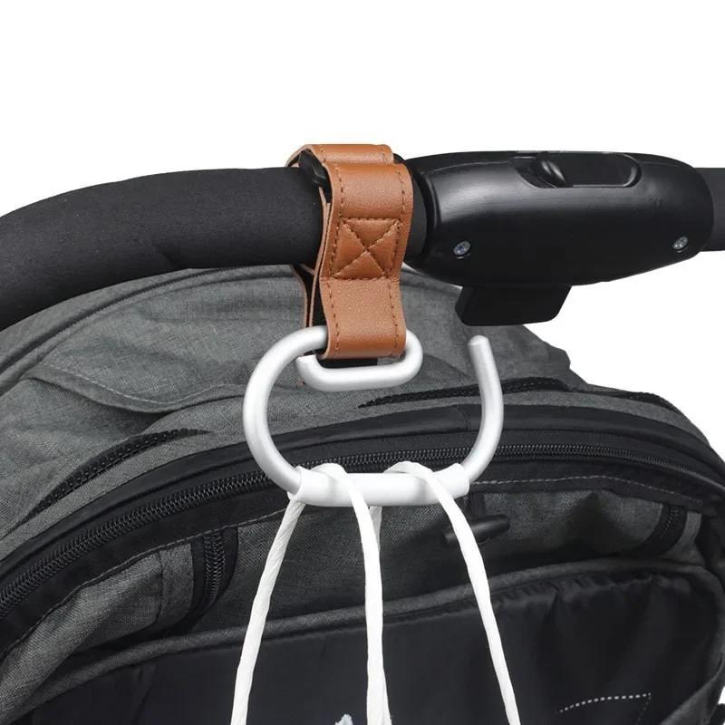 Non-Toxic New Pu Leather Stroller Hooks Rotate 360 Degrees Multifunctional Leather Hooks For Bags Stroller Accessories Christmas Gift