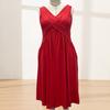 Robe d'été sans manches pour femme, robe midi plissée à col en V, respirante, décontractée, avec ourlet évasé au-dessus de la cheville, robe trapèze avec poches