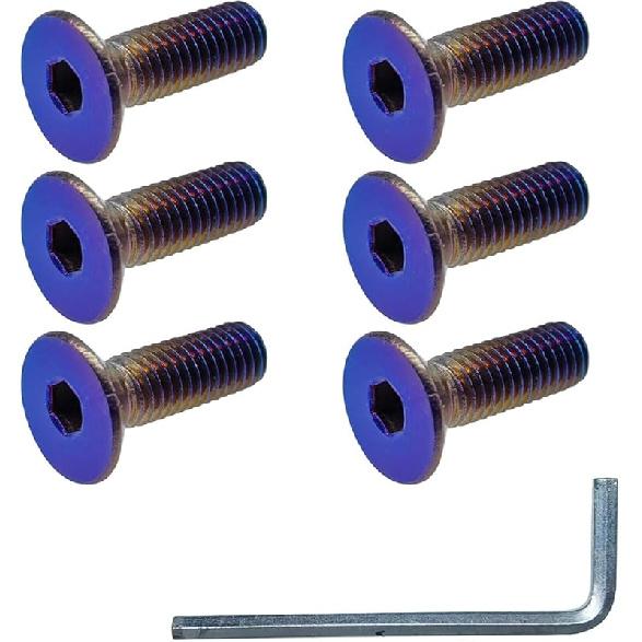 6 шт. Комплект винтов для рулевого колеса, Отделка из обожженного титана, Круглая головка, Конические болты для рулевого колеса, M5×0.8/20мм Нержавеющая сталь, Аксессуары для рулевого колеса для Flat Head