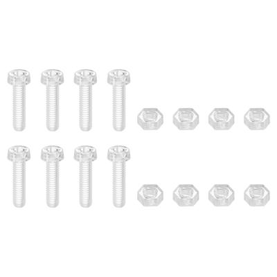 Uxcell Klare Acryl-Schraube M4 x 16mm Rundkopf Kreuzschlitzschrauben und Sechskant für Mechanik und Heimwerker-Bastelarbeiten 8-teiliges Set, Muttern, Zubehör,