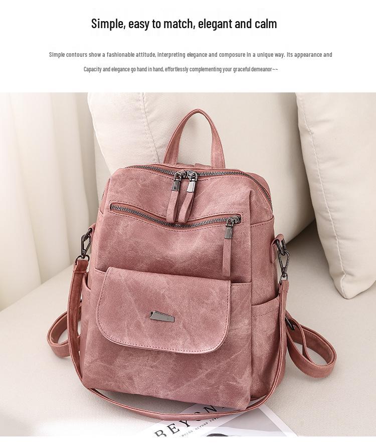Korean Style Women's Large Capacity PU Backpack
