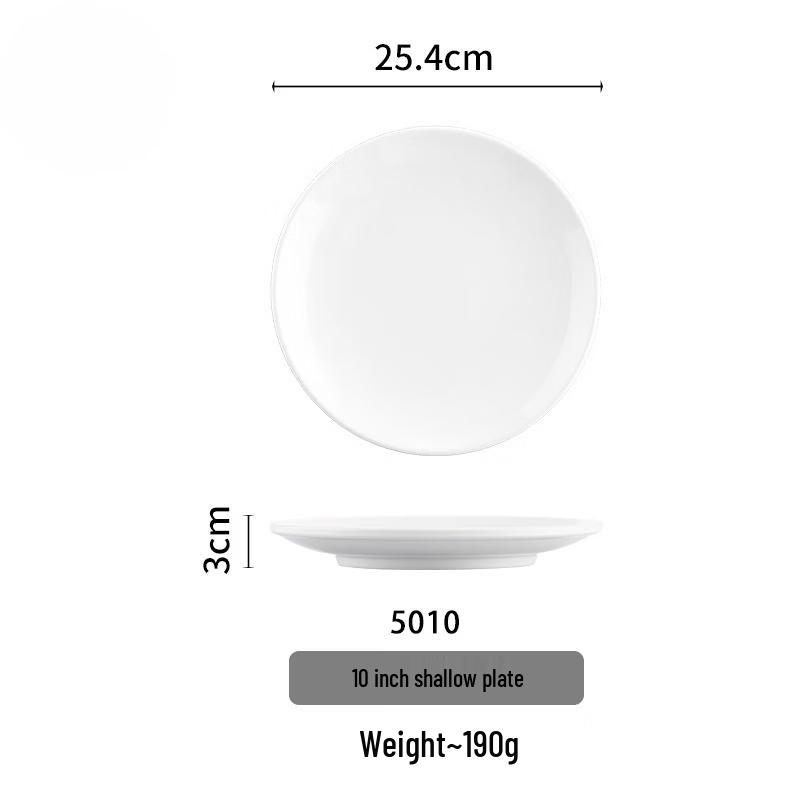 Handun 10-inch White Melamine Dumpling Plate