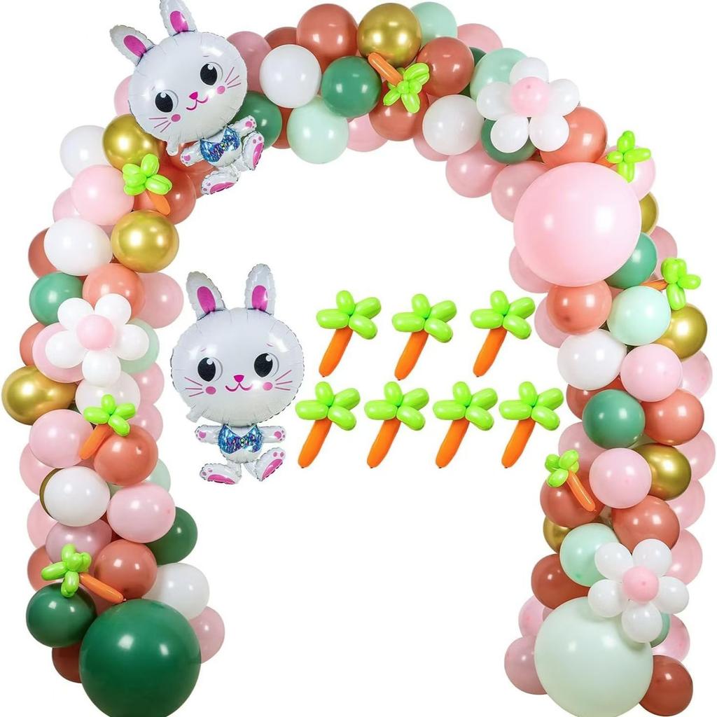 Easter Balloon Wreath Arched Rabbit Theme Party Background Arrangement Scene Decoration Colorful Latex Cross