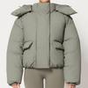 Unisex Winter Solid Color Streetwear Hooded Puffer Jacket Loose Fit Casual Cotton Coat