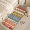 Vintage Pastoral Multi-color Stripe Deer Pattern Long Floor Runner Rug, washable soft mat, boho tribal decor for indoor entryway