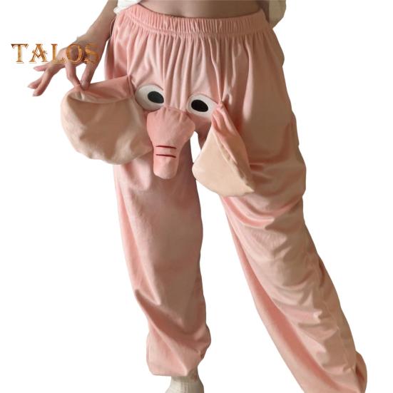 

Піжамні штани з візерунком у вигляді слона з мультфільмом Широкі штани для жінок, чоловіків, лаунж-штани, еластичний пояс, низ піжами середньої посадки M рожевий