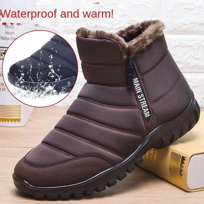 Men's Winter Boots Winter Waterproof Non-slip and Velvet Thickened High-top Snow Boots Shoes To Keep Warm In Winter