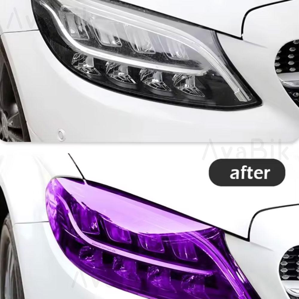 TPU PPF Smart Photochromic Headlight Protection Film Anti-scratch Self-healing White to Purple to Black Color Changing Sticker