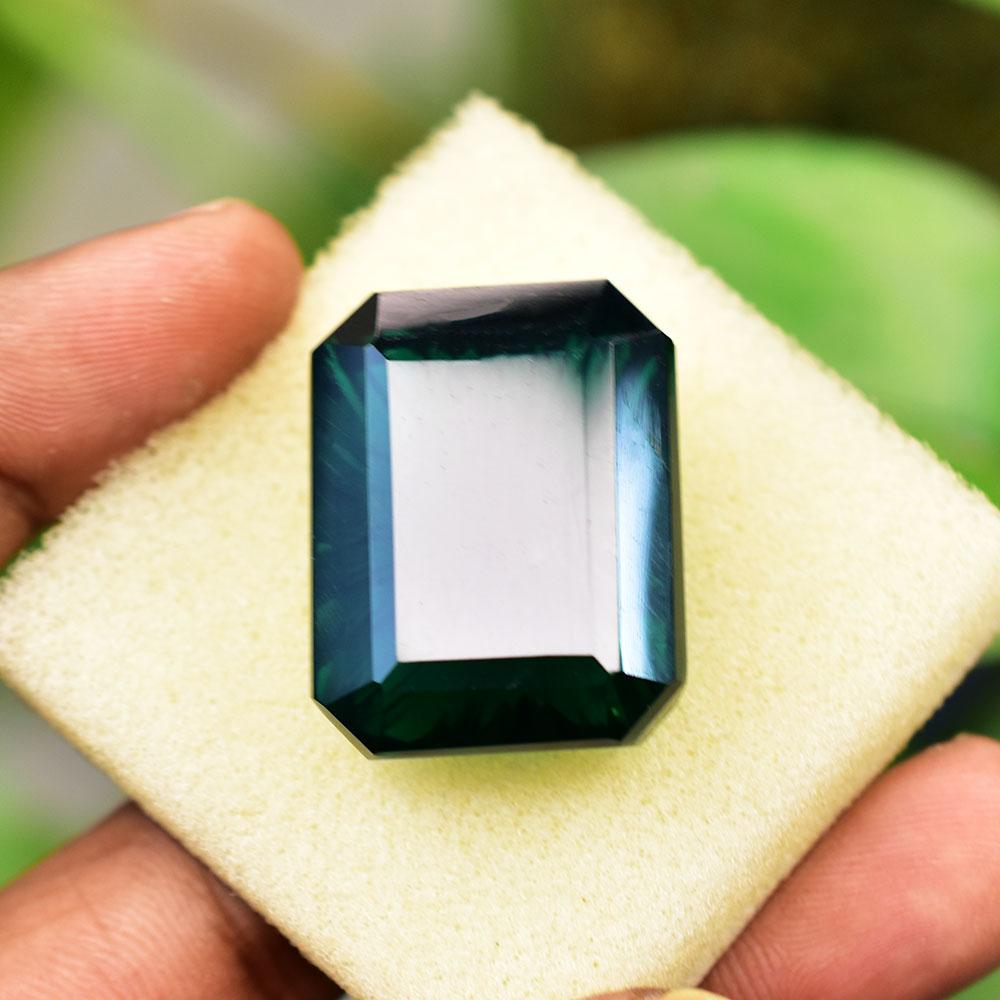 Lab Created 73.35 Ct UNIQUE Green Garnet Emerald Cut   Loose Gemstone