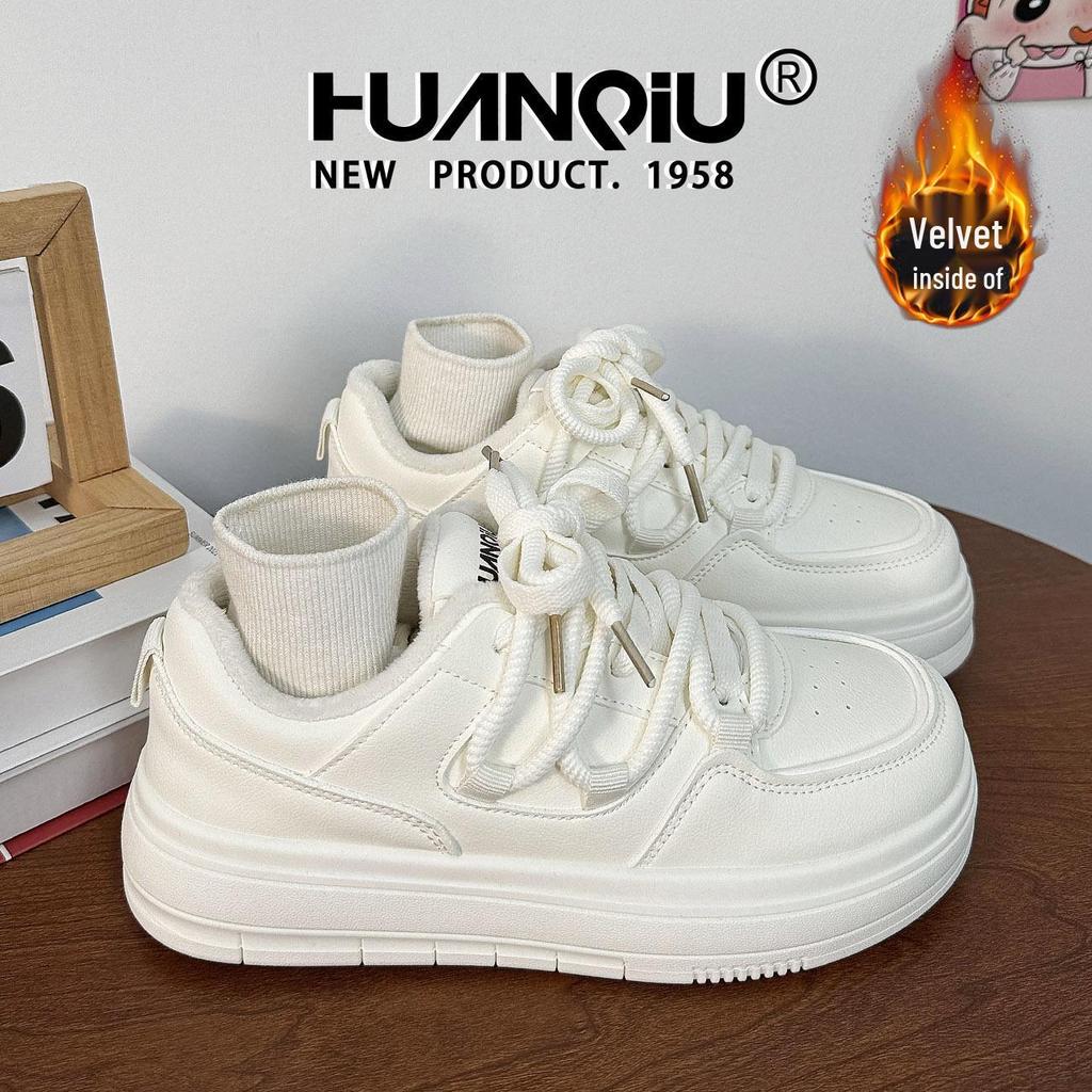 2025 Women's Thick-Soled White Canvas Sneakers - Autumn Hot Style, Versatile for Students