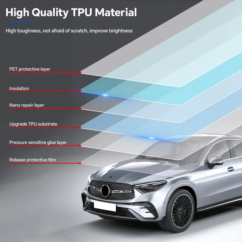 Für Mercedes GLC X254 Coupe 2024 2025 Scheinwerfer Rückspiegel Rücklicht B-Säulen TPU Schutzfolie Kratzfest Vorgeschnitten Klar PPF