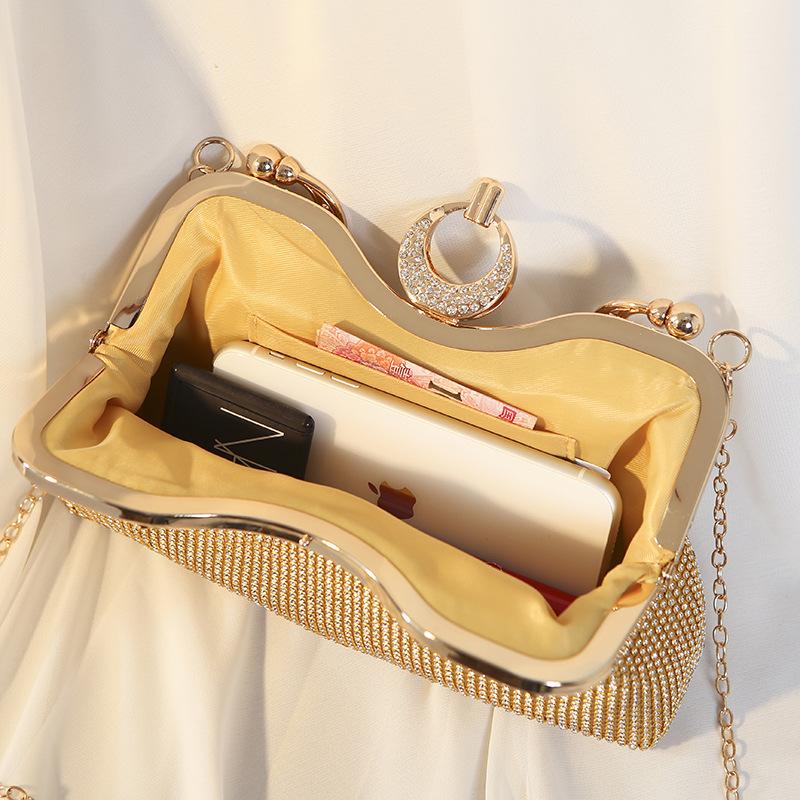 2025 New Fashion Luxury Women's Full Diamonds Evening Clutch Bag Embellished Rhinestone Wedding Party Handbag Chain Shoulder Bag