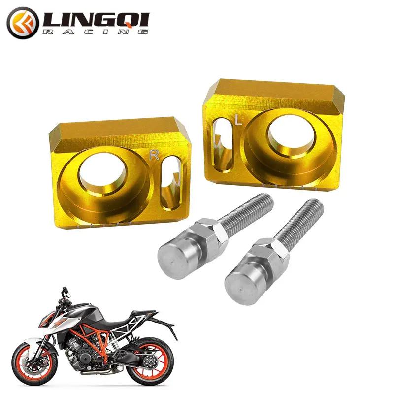 LINGQI RACING Aluminum Rear Chain Adjuster Axle Block For KT200 DUKE KT65 SX 690 SMC R 1290 Super Adventure Dirt Pit Bike