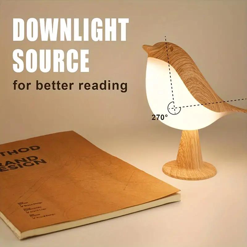 3 Colors Touch Controlled Bird Night Light Rechargeable Cordless LED Lamp Protection Eye Warm for Bedroom & Home Decoration Gift