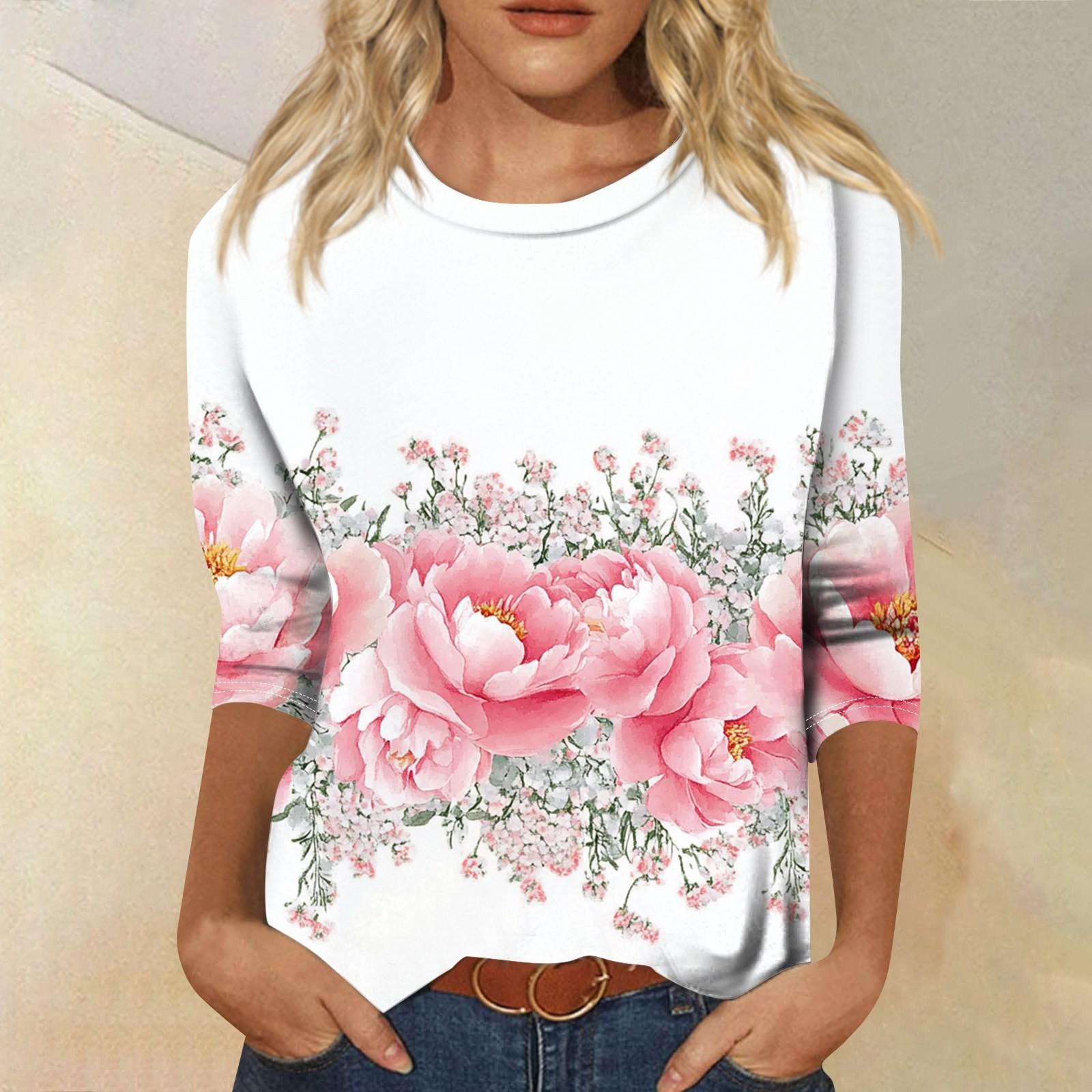 

Женская мода свободный повседневный топ с семью рукавами и круглым вырезом XL белый