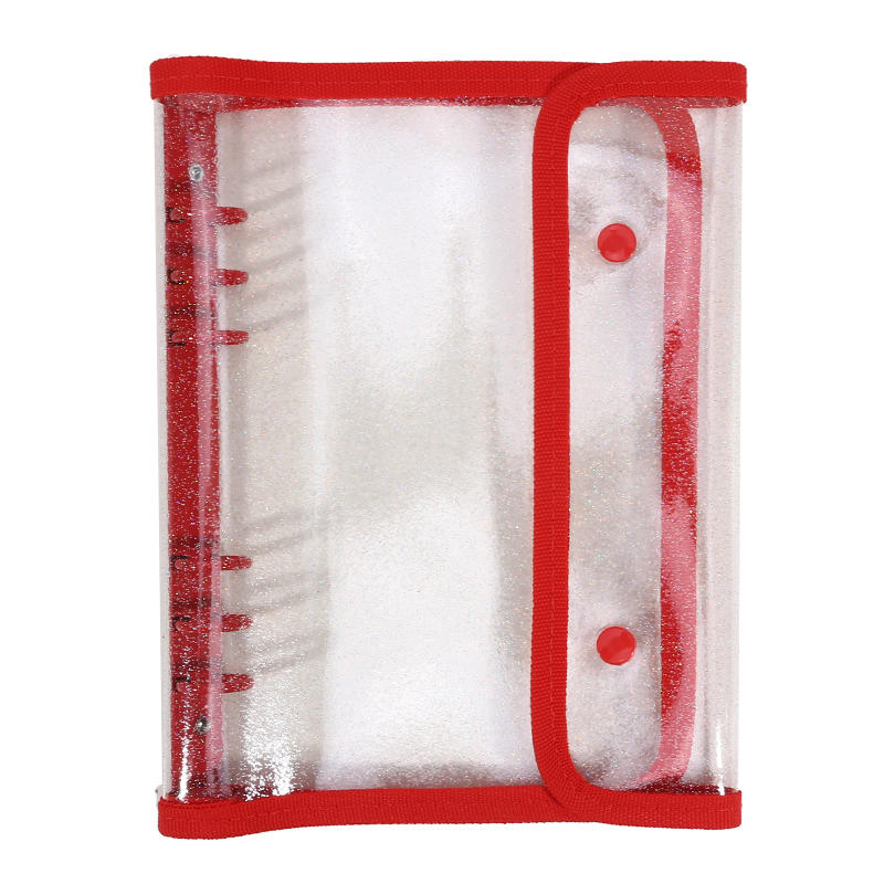 A5 PVC Binderhülle 6-Ring Doppel-Druckknopfverschluss Kantenumschlagenes Transparentes Design Notizbuch-Organizer zur Aufbewahrung von Papierdokumenten