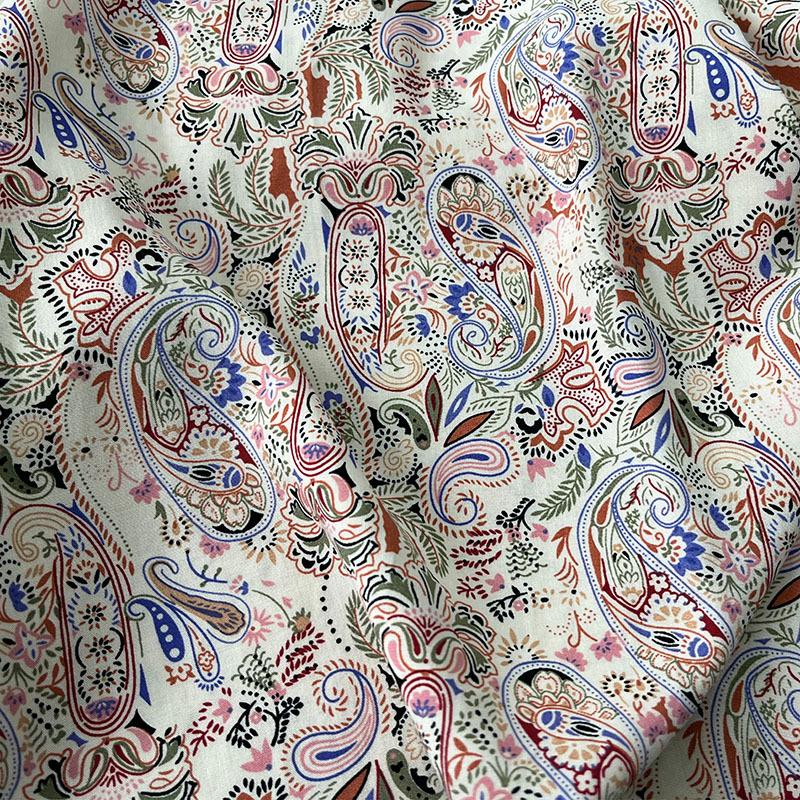 Rayon Fabric Plain Cashew Flower Bohemia Polka Dot Printed Cloth for Sewing Pajamas Skirts Clothes By Meters
