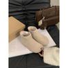 Women's Large Size Soft Sole Heightening Winter Warm Fur One Anti-slip Snow Boots Plush Lined Ankle Boots Outdoor Sports Cotton Boots