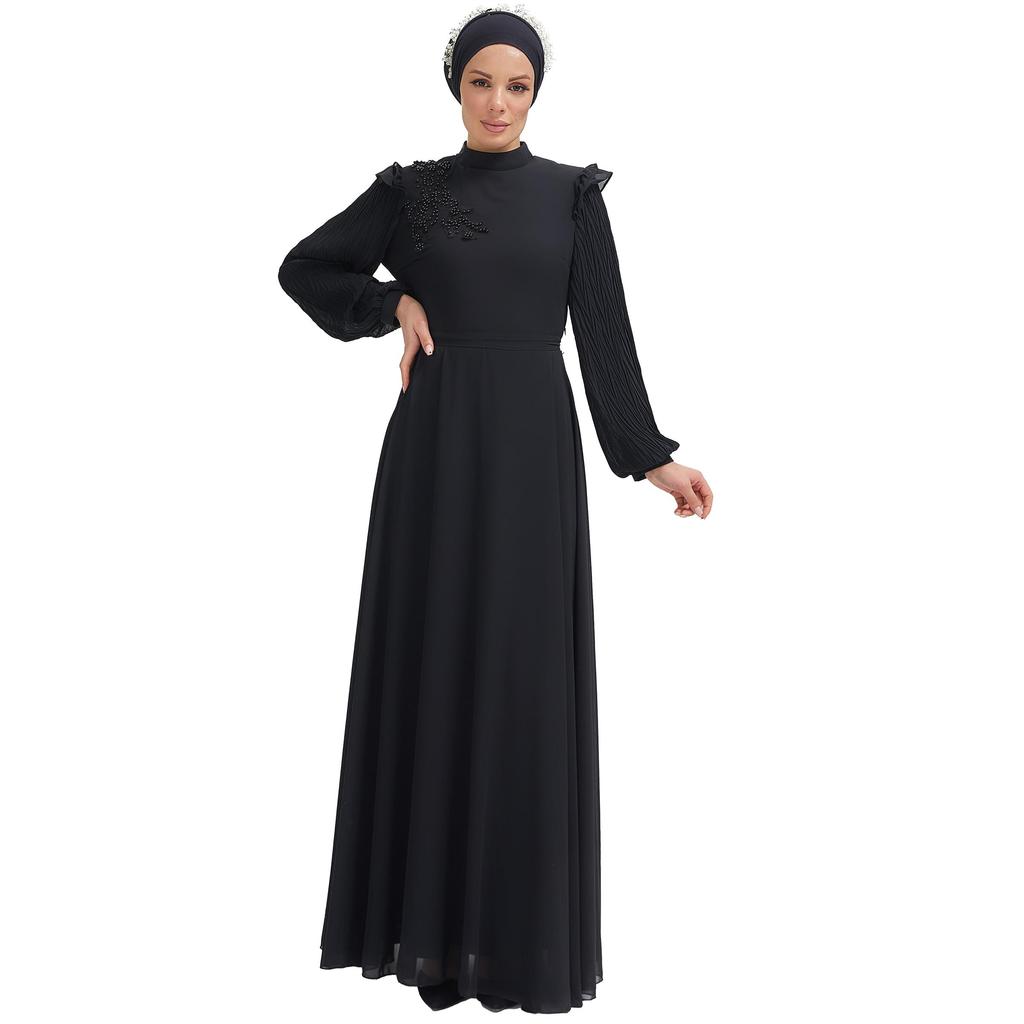 Muslim Fashion Islamic Clothing Evening Dress Women O-neck Long Sleeve  Embroidery Print Long Dress – buy at low prices in the Joom online store