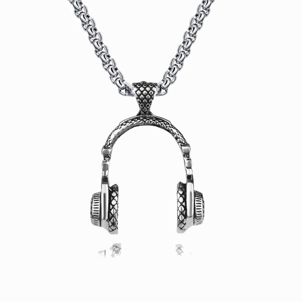 Jewelry, Music, Headphones, Pendant, Titanium Steel Men's Necklace, Fashionable Rock Style, Hot Selling