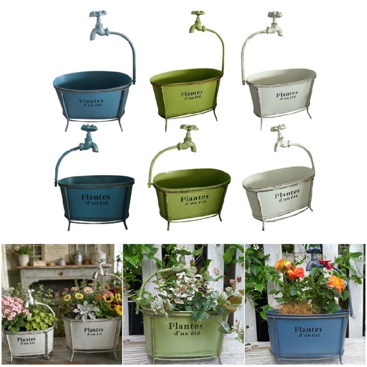 Green Ovals Planter With Decorative Spout High Leg Flower Stand Outdoor Planter For Garden Balcony