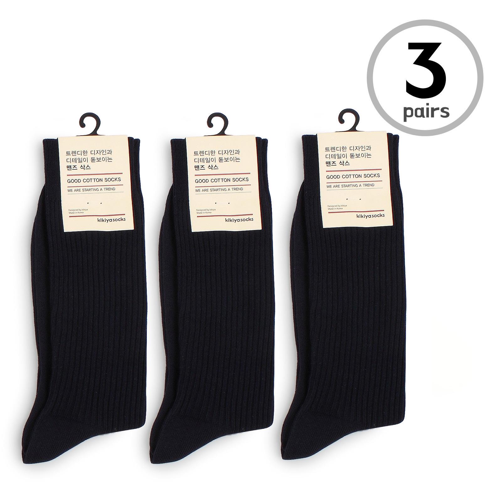 

Мужское платье в рубчик Korean Socks 3Pairs (Navy) MG 26-28cm
