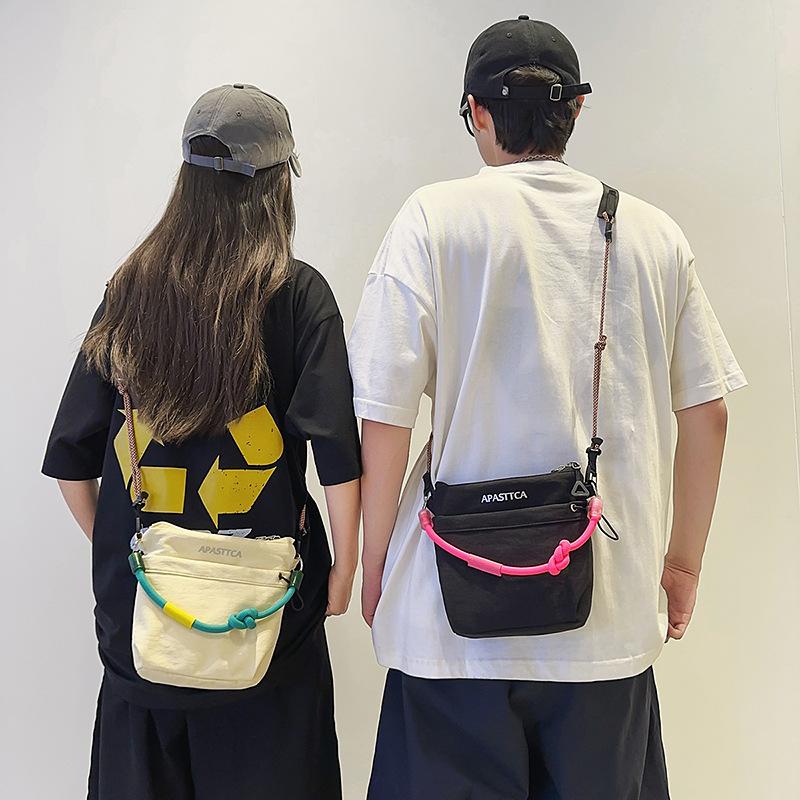 Crossbody Bag Men'S Leisure Contrasting Colors Outdoor Sports Travel Small Backpack Mobile Phone Bag Portable Storage Bag Embroidered Shoulder Bag