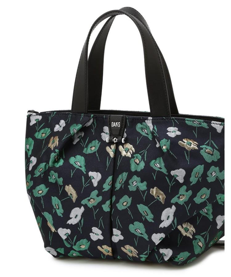 Daks Womens Accessories Green Flower Pattern Fabric Tote And Crossbody Bag_Dcba6E512E3
