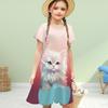 Girls 3D Loving Cat Print Dresses Kids Girl Party Short Sleeved Princess Dress 3D Print Dress