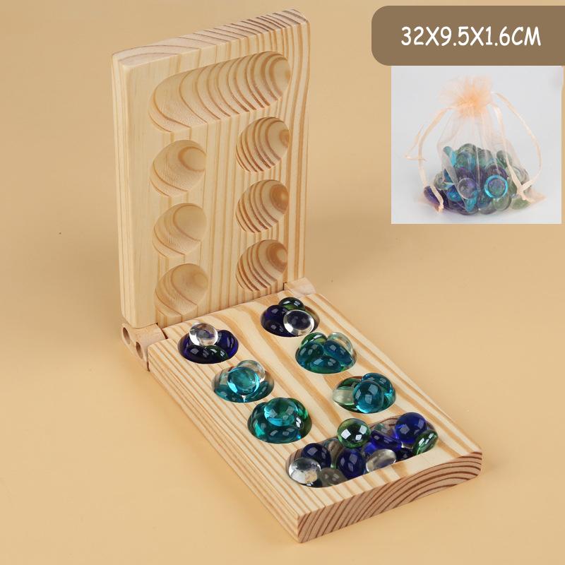 Mancala Board Game African Chess Strategy Puzzle Toy Children Educational Logical Thinking Folding Wooden Chess Party Table Game